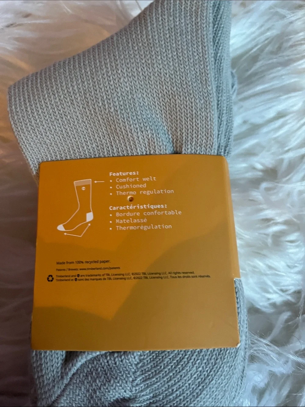 Timberland Light Gray Cushioned Crew Wool Socks - 3 Pairs